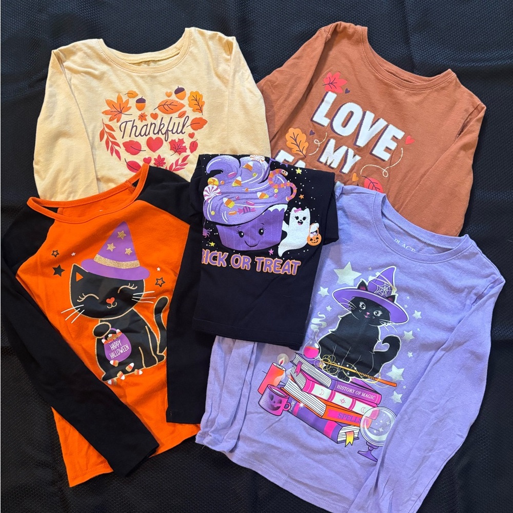 Lot of 5 Halloween and Fall Themed Girls’s Tees